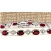 Image 1 : 6.24 CTW Natural Red Tourmaline And Diamond Bracelet In 18K Solid White Gold
