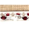Image 2 : 6.24 CTW Natural Red Tourmaline And Diamond Bracelet In 18K Solid White Gold