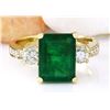 Image 1 : 4.07 CTW Natural Emerald 18K Solid Yellow Gold Diamond Ring