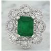 Image 1 : 4.70 CTW Emerald 18K White Gold Diamond Ring