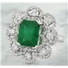 Image 2 : 4.70 CTW Emerald 18K White Gold Diamond Ring
