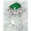 Image 3 : 4.70 CTW Emerald 18K White Gold Diamond Ring