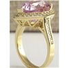 Image 3 : 8.71 CTW Natural Pink Kunzite And Diamond Ring In 14K Yellow Gold