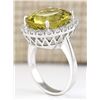 Image 3 : 12.16 CTW Natural Yellow Beryl And Diamond Ring 14k Solid White Gold