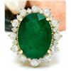 Image 1 : 18.59 CTW Natural Emerald 18K Solid Yellow Gold Diamond Ring