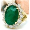 Image 2 : 18.59 CTW Natural Emerald 18K Solid Yellow Gold Diamond Ring