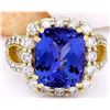 Image 1 : 9.55 CTW Natural Tanzanite 18K Solid Yellow Gold Diamond Ring