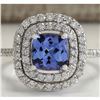 Image 1 : 2.20 CTW Natural Blue Tanzanite And Diamond Ring In 14K White Gold
