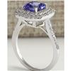 Image 3 : 2.20 CTW Natural Blue Tanzanite And Diamond Ring In 14K White Gold