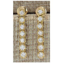 1.26 CTW Natural Diamond Earrings 14K Solid Yellow Gold