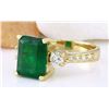 Image 2 : 4.07 CTW Natural Emerald 14K Solid Yellow Gold Diamond Ring