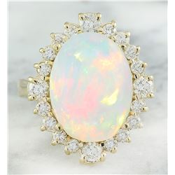 6.55 CTW Opal 18K yellow Gold Diamond Ring