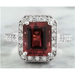 4.45 CTW Tourmaline 14K White Gold Diamond ring