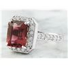 Image 2 : 4.45 CTW Tourmaline 14K White Gold Diamond ring