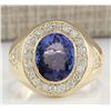 Image 1 : 4.95 CTW Natural Tanzanite And Diamond Ring In 18K Yellow Gold