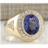 Image 2 : 4.95 CTW Natural Tanzanite And Diamond Ring In 18K Yellow Gold