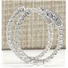 Image 2 : 2.00 CTW Natural Diamond Hoop Earrings 18K Solid White Gold