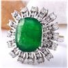 Image 2 : 7.68 CTW Natural Emerald 18K Solid White Gold Diamond Ring