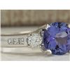 Image 2 : 2.20 CTW Natural Blue Tanzanite And Diamond Ring In 18K White Gold