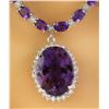Image 1 : 43.05 CTW Amethyst 18K White Diamond Necklace