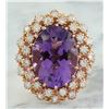 Image 1 : 10.19 CTW Amethyst 18K Rose Gold Diamond Ring