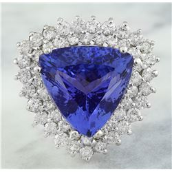 12.72 CTW Tanzanite 18K White Gold Diamond Ring