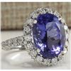 Image 2 : 9.39 CTW Natural Tanzanite And Diamond Ring 18K Solid White Gold