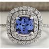 Image 1 : 2.20 CTW Natural Blue Tanzanite And Diamond Ring In 18K White Gold