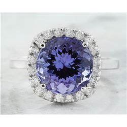 6.02 CTW Tanzanite 18K White Gold Diamond Ring