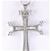 Image 1 : 0.25 CTW Natural Cross Diamond Pendant In 18K Solid White Gold
