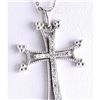 Image 2 : 0.25 CTW Natural Cross Diamond Pendant In 18K Solid White Gold