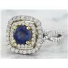 Image 2 : 2.26 CTW Sapphire 18K Two Tone Gold Diamond Ring