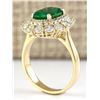 Image 3 : 3.60 CTW Natural Emerald And Diamond Ring In 18K Yellow Gold