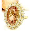 Image 2 : 12.40 CTW Natural Morganite 18K Solid Yellow Gold Diamond Ring