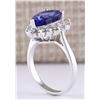 Image 3 : 4.07 CTW Natural Blue Tanzanite And Diamond Ring 14k Solid White Gold