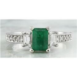 1.50 CTW Emerald 18K White Gold Diamond Ring