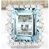 Image 1 : 12.71 CTW Natural Aquamarine And Diamond Ring In 14K Solid White Gold