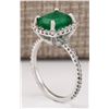 Image 3 : 3.21 CTW Natural Emerald And Diamond Ring In 18K White Gold