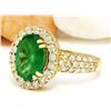 Image 2 : 3.78 CTW Natural Emerald 14K Solid Yellow Gold Diamond Ring