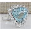 Image 2 : 7.12 CTW Natural Aquamarine And Diamond Ring In 18K White Gold