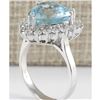 Image 3 : 7.12 CTW Natural Aquamarine And Diamond Ring In 18K White Gold
