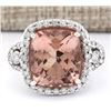Image 1 : 12.01 CTW Natural Morganite And Diamond Ring In 14k White Gold