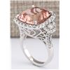 Image 3 : 12.01 CTW Natural Morganite And Diamond Ring In 14k White Gold