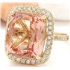 Image 2 : 9.10 CTW Natural Morganite 18K Solid Yellow Gold Diamond Ring