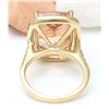 Image 3 : 9.10 CTW Natural Morganite 18K Solid Yellow Gold Diamond Ring