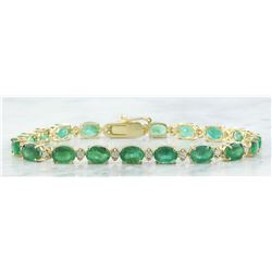 15.29 CTW Emerald 14K Yellow Gold Diamond Bracelet