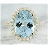 Image 1 : 7.07 CTW Aquamarine 14k Yellow God Diamond Ring
