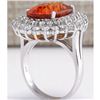 Image 3 : 12.01 CTW Natural Mandarin Garnet And Diamond Ring 18K Solid White Gold