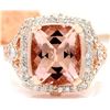 Image 1 : 6.34 CTW Natural Morganite 18K Solid Rose Gold Diamond Ring