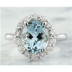 3.23 CTW Aquamarine 18K White Gold Diamond Ring